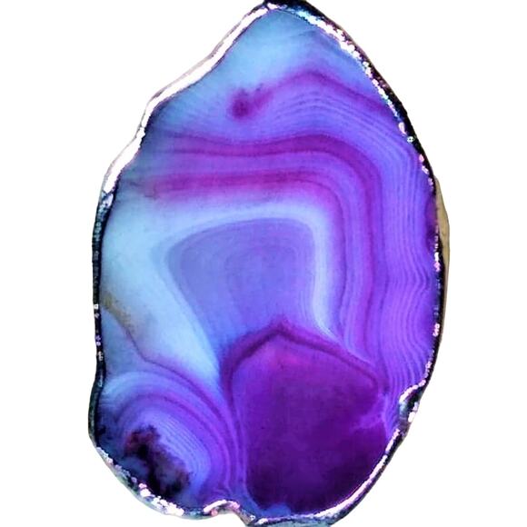 BoHo Silver Plated Banded Agate Pendant - Picture 5 of 12